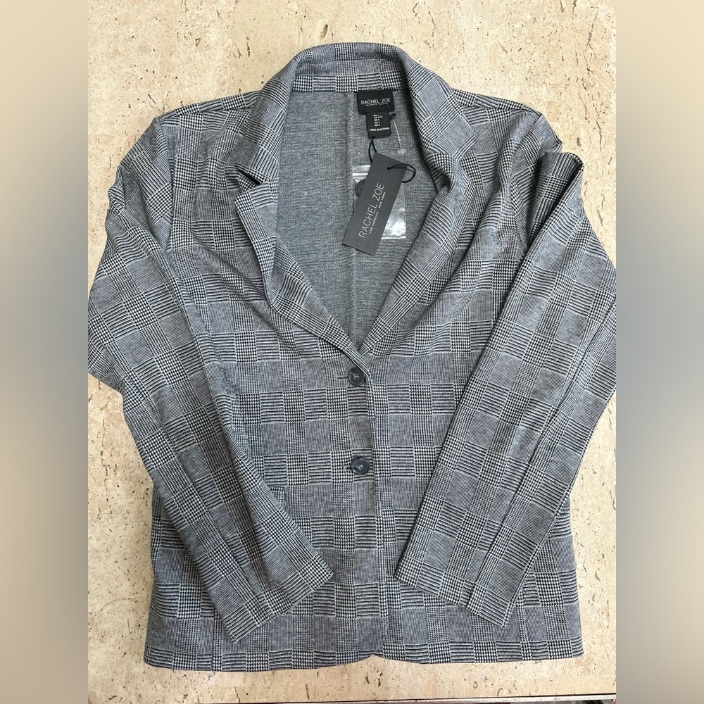 Rachel Zoe Black and White Plaid Blazer NWT Women’s Size Large - Picture 1 of 6